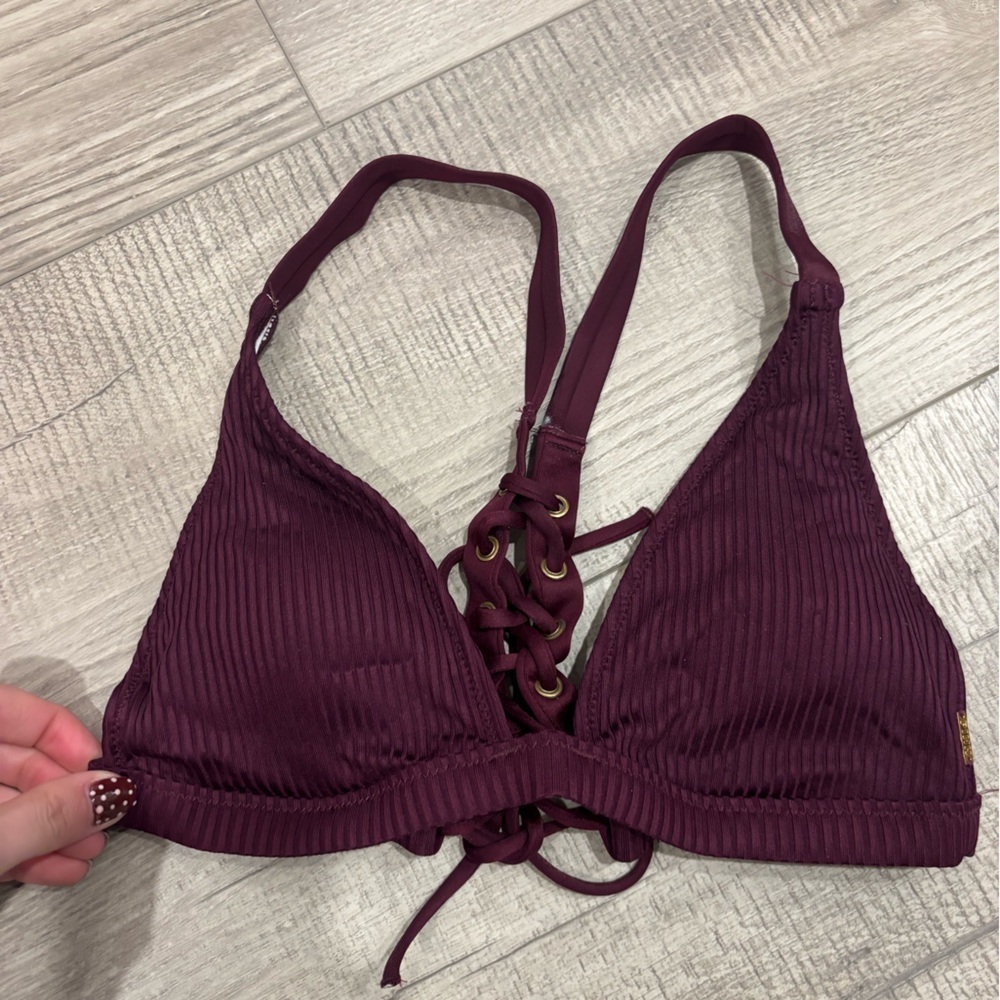 PINK Victoria's Secret Deep Burgundy Bikini Top XS